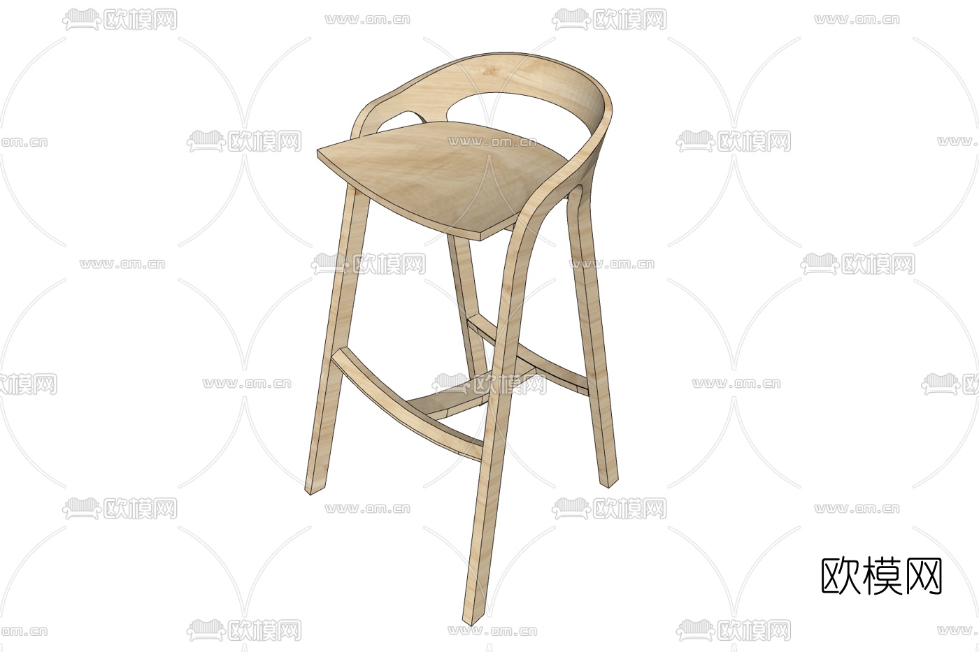 北欧原木吧台椅免费su模型下载