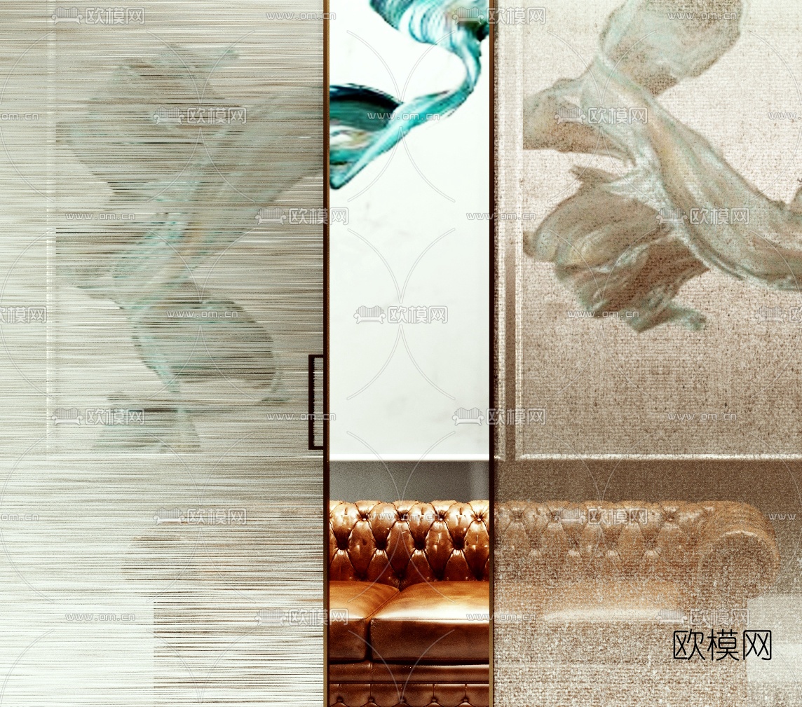 中式简约屏风3d模型下载（渲染图2）