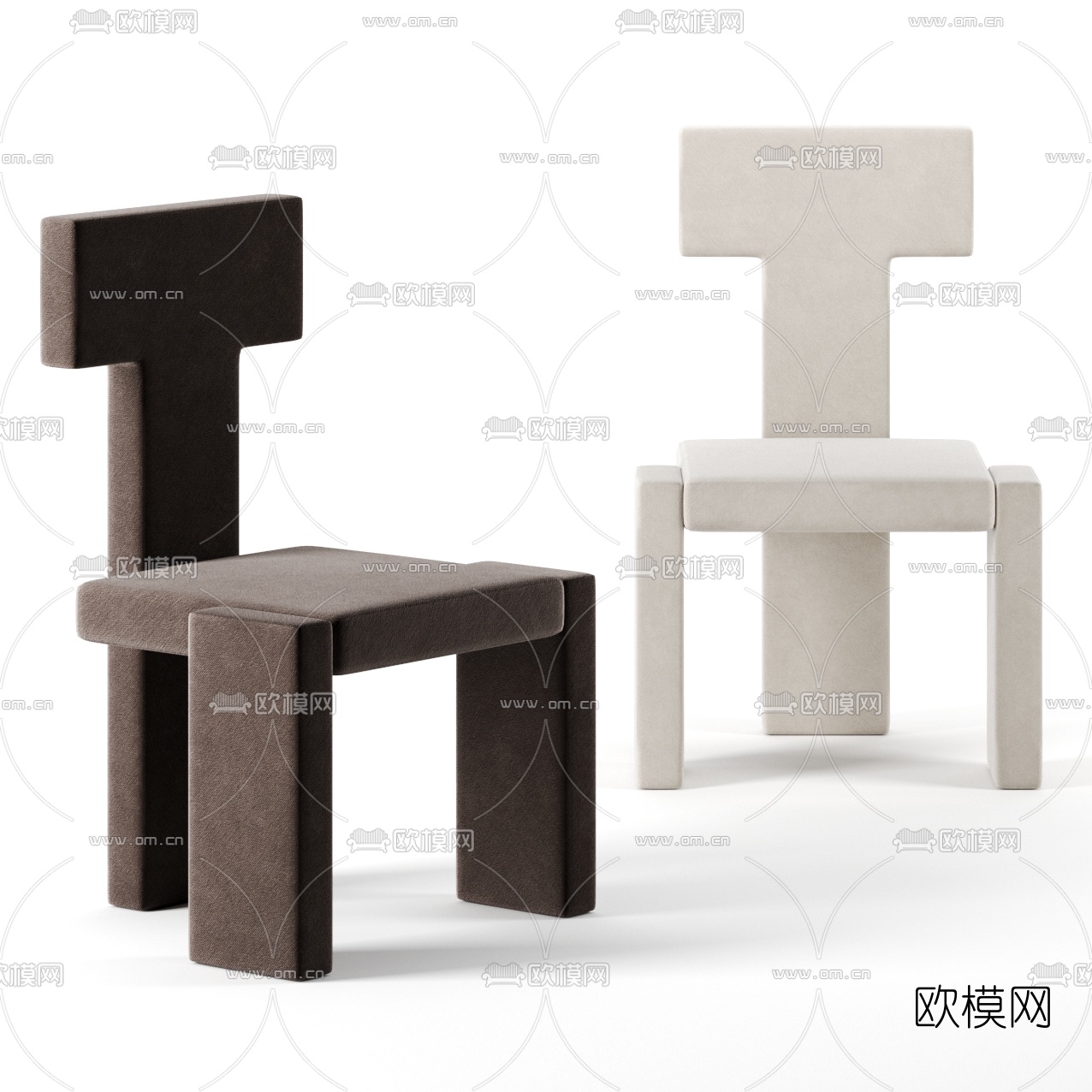 现代布艺单椅3d模型下载