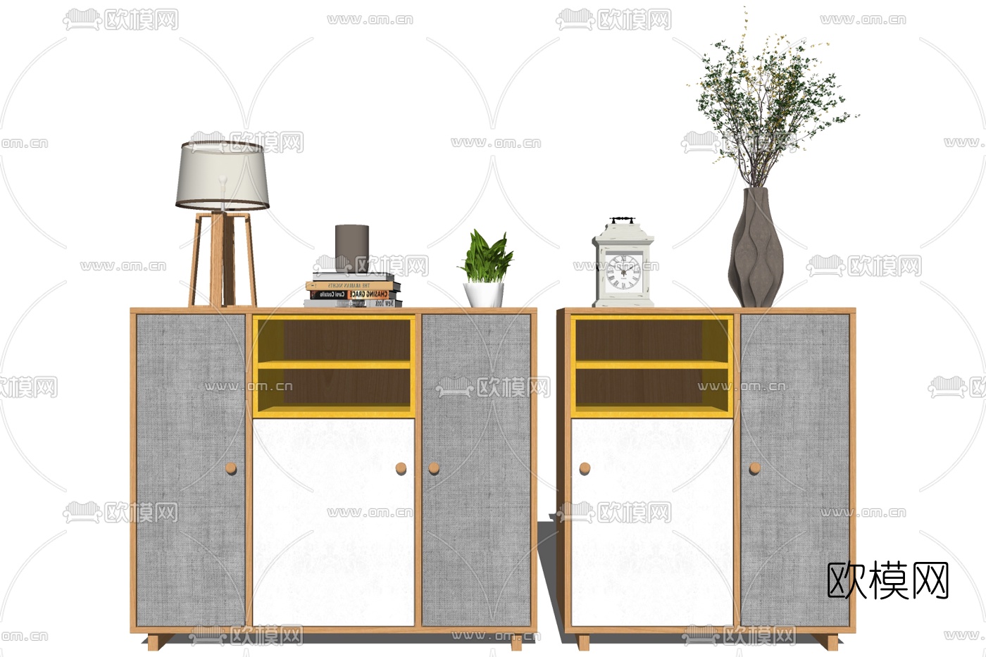 现代边柜su模型下载