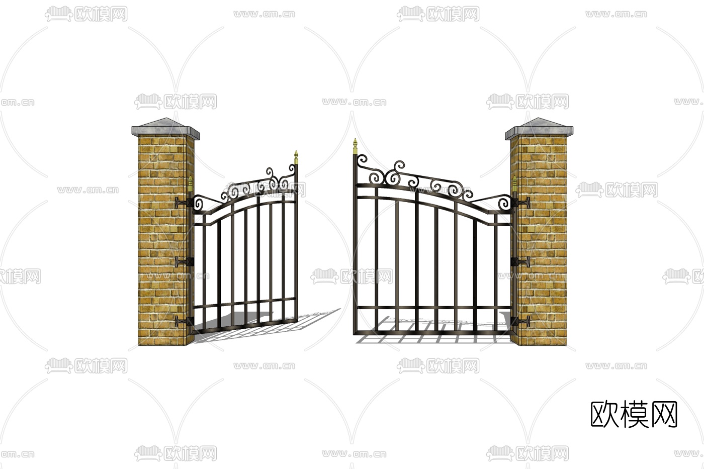 欧式庭院铁艺大门免费su模型下载
