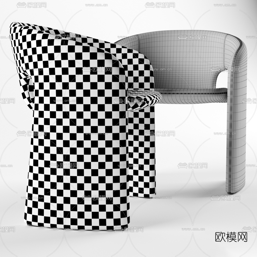 现代皮革休闲椅3d模型
