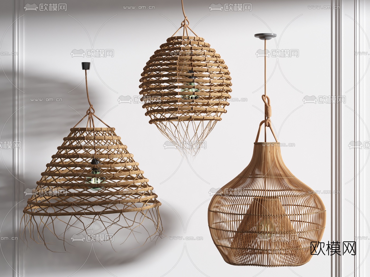 东南亚藤编吊灯3d模型