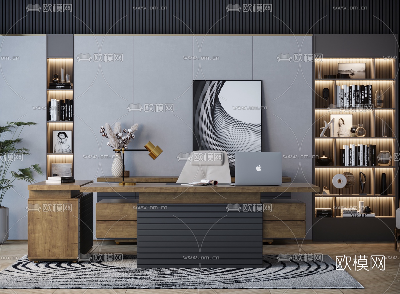 现代轻奢总经理室3d模型