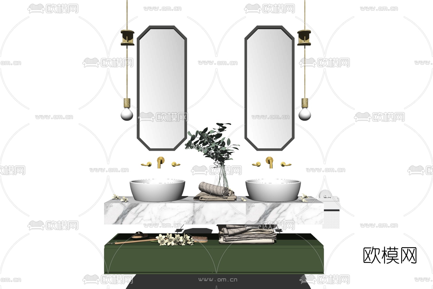 现代轻奢洗手台su模型下载