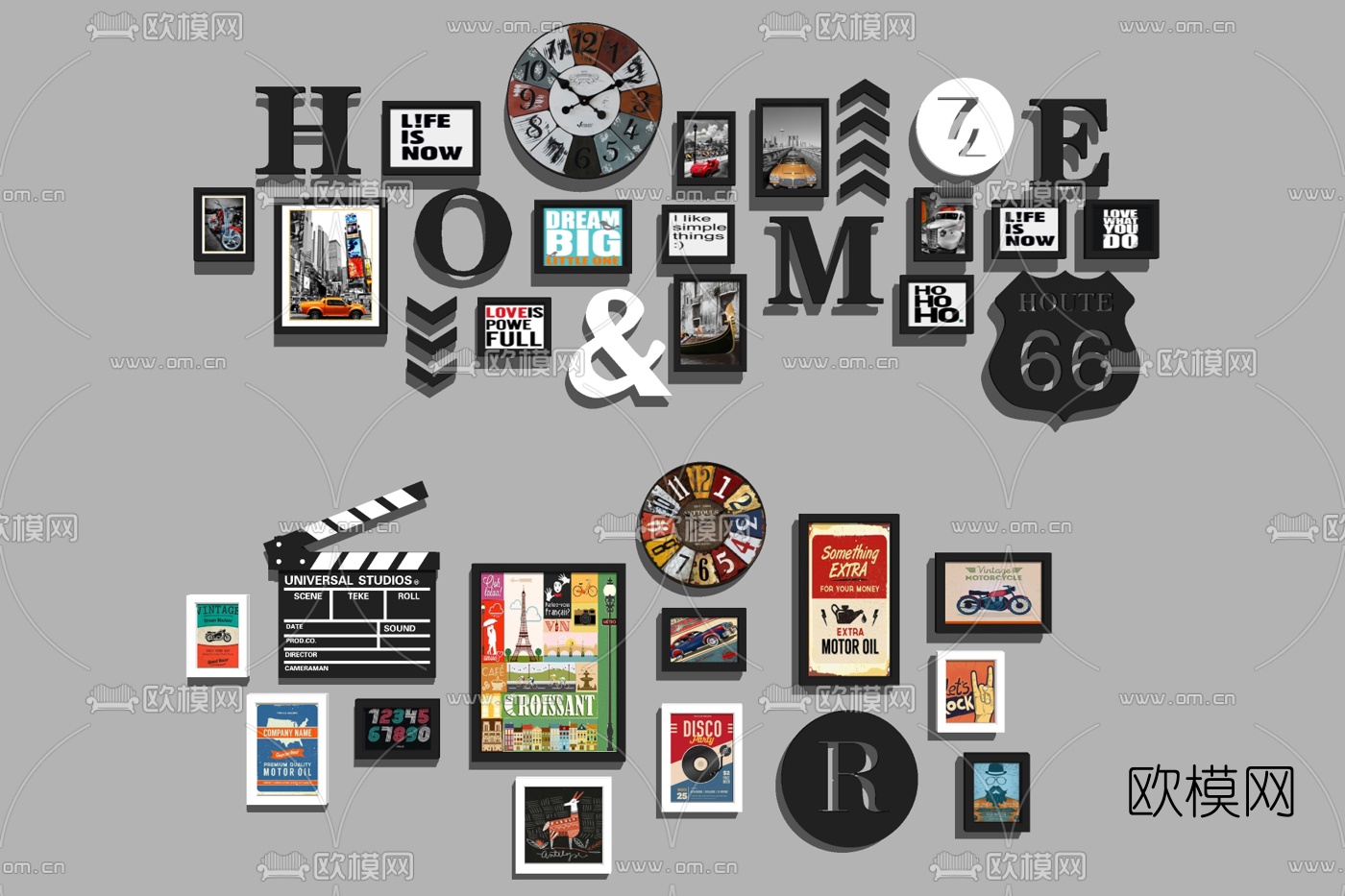 工业风装饰画su模型下载