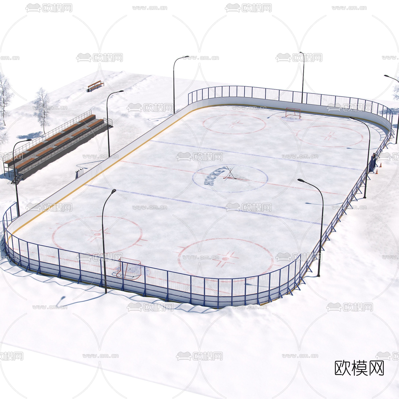 现代曲棍球场3d模型下载（渲染图2）