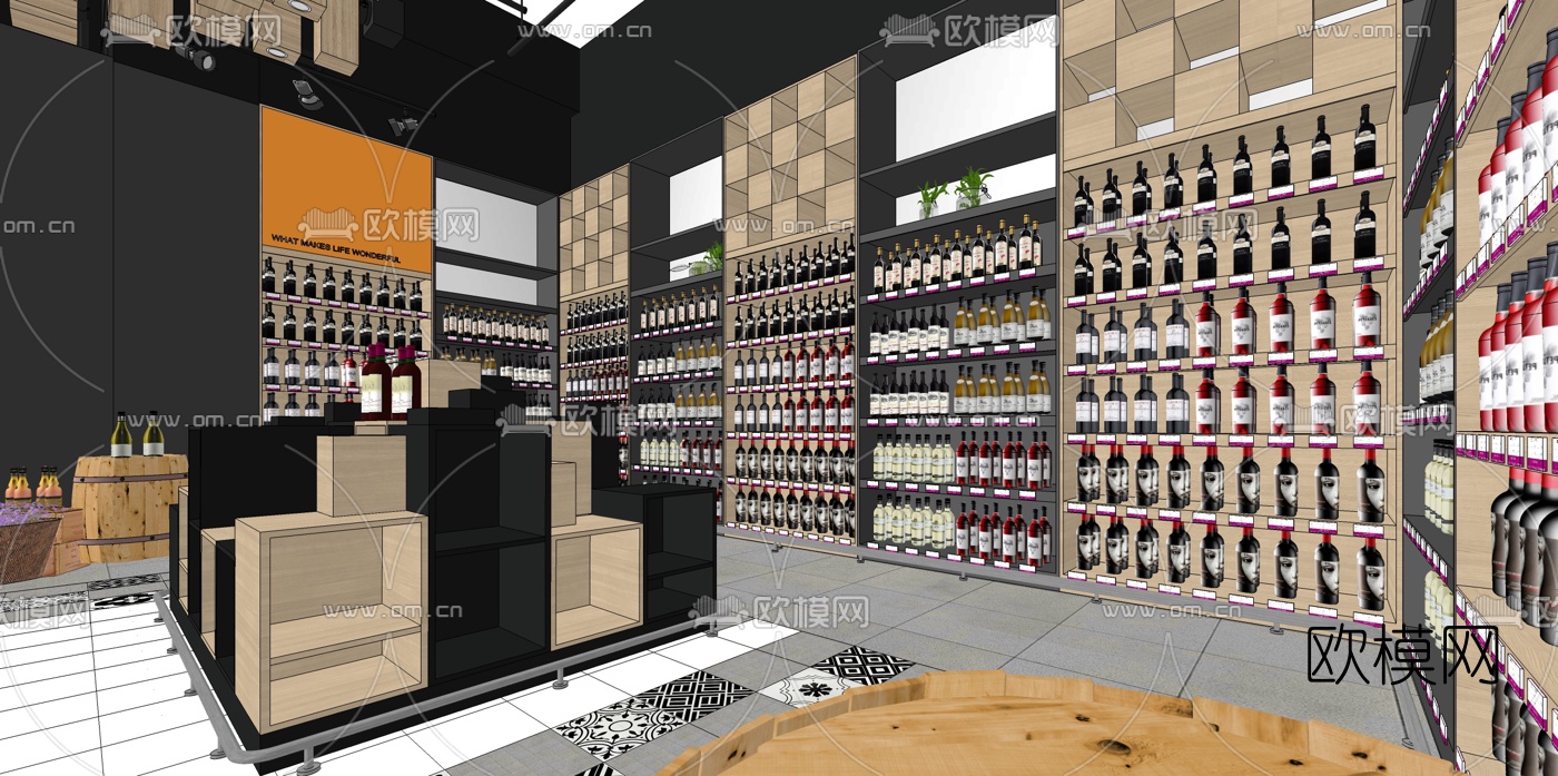 现代超市红酒区su模型下载（渲染图3）