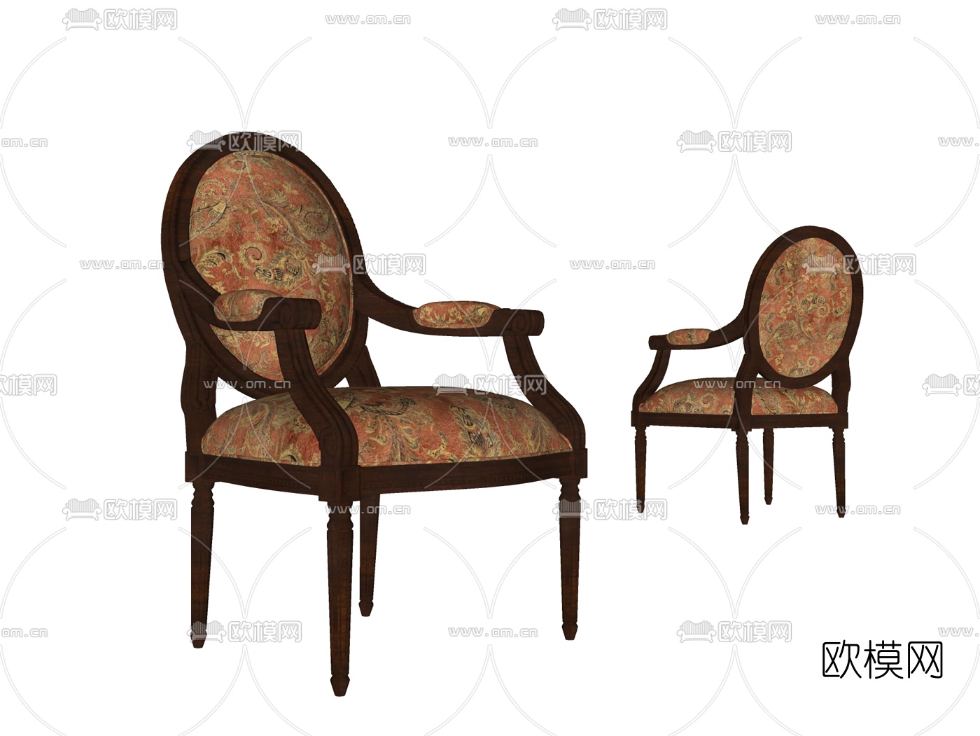 美式实木单椅su模型下载