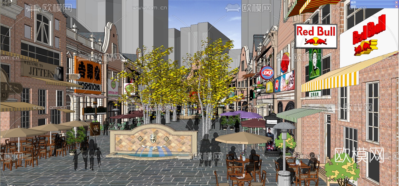 欧式商业街su模型下载（渲染图7）