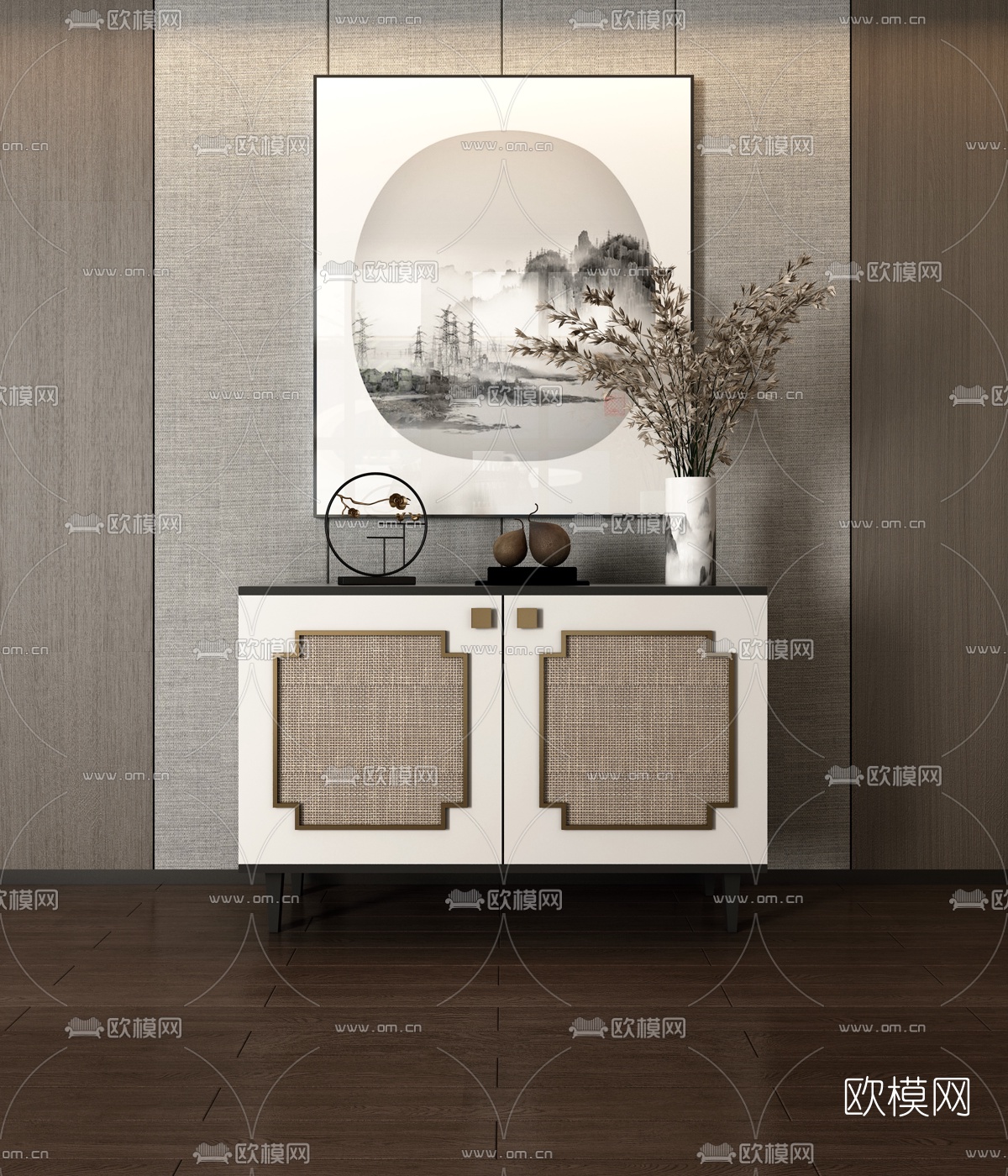 新中式简约端景条案3d模型