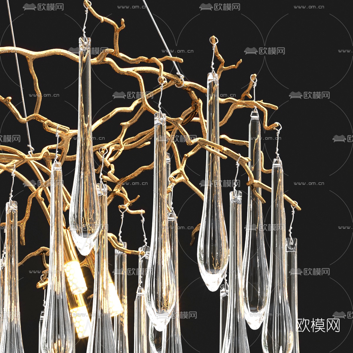 现代树枝水晶装饰吊灯3d模型下载（渲染图4）