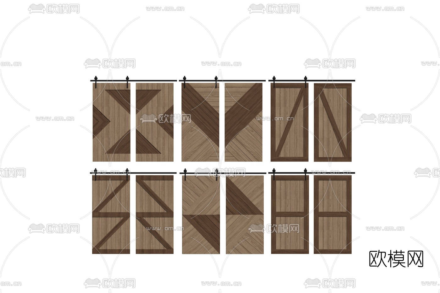 现代实木隔断su模型下载