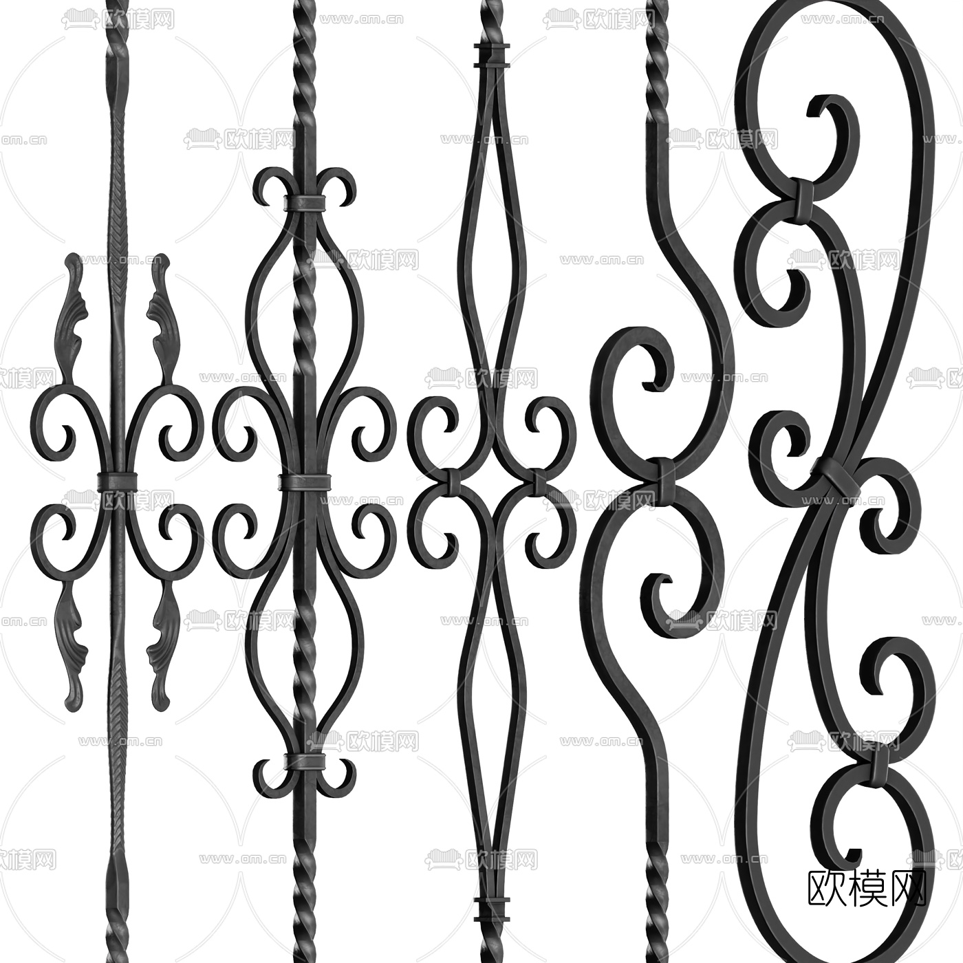 欧式铁艺栏杆3d模型下载（渲染图3）