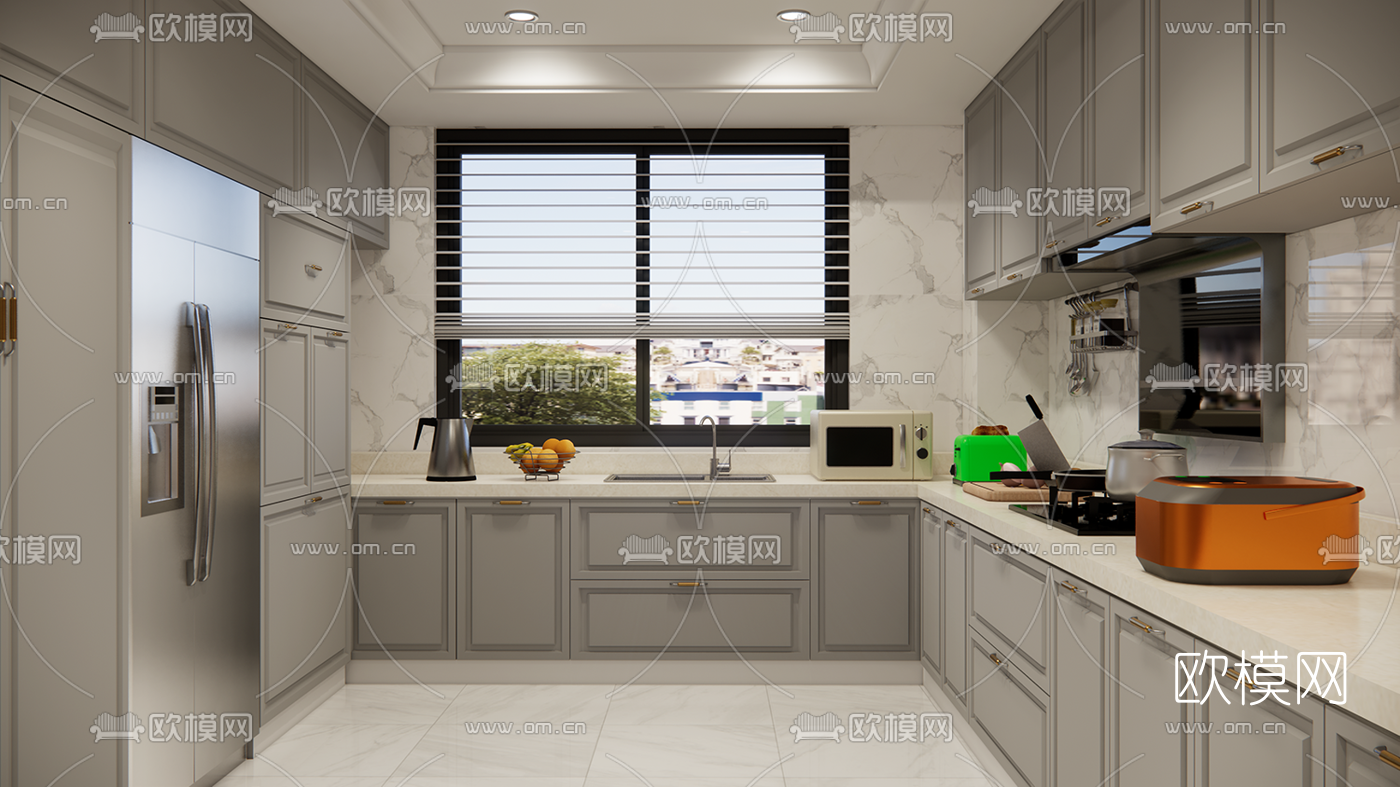 简欧厨房su模型下载（渲染图2）