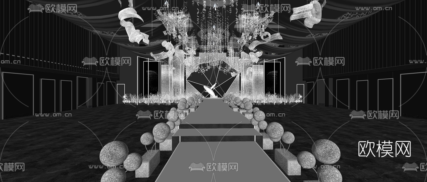 现代宴会厅su模型下载（渲染图6）