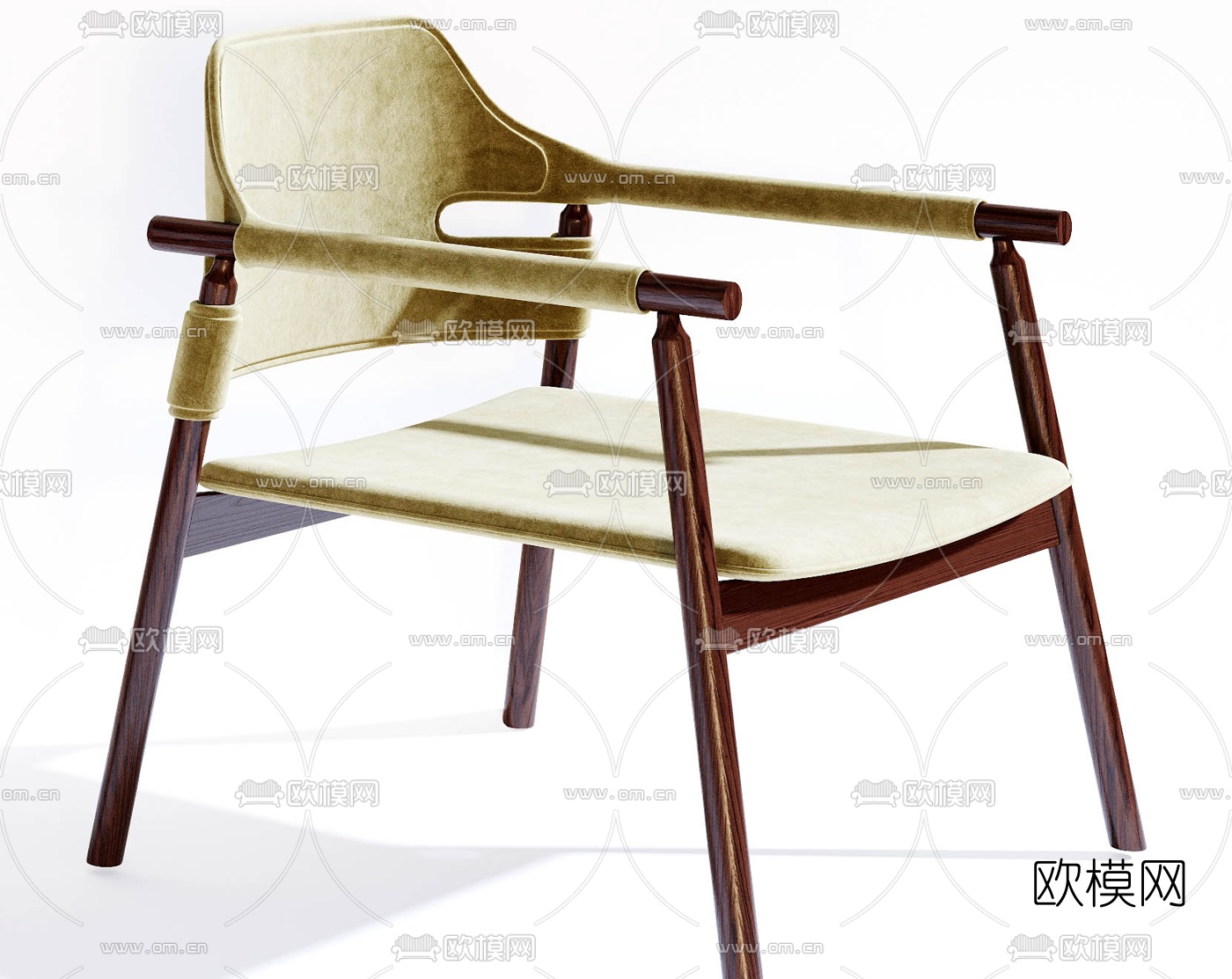 现代绒布休闲椅3d模型下载（渲染图2）