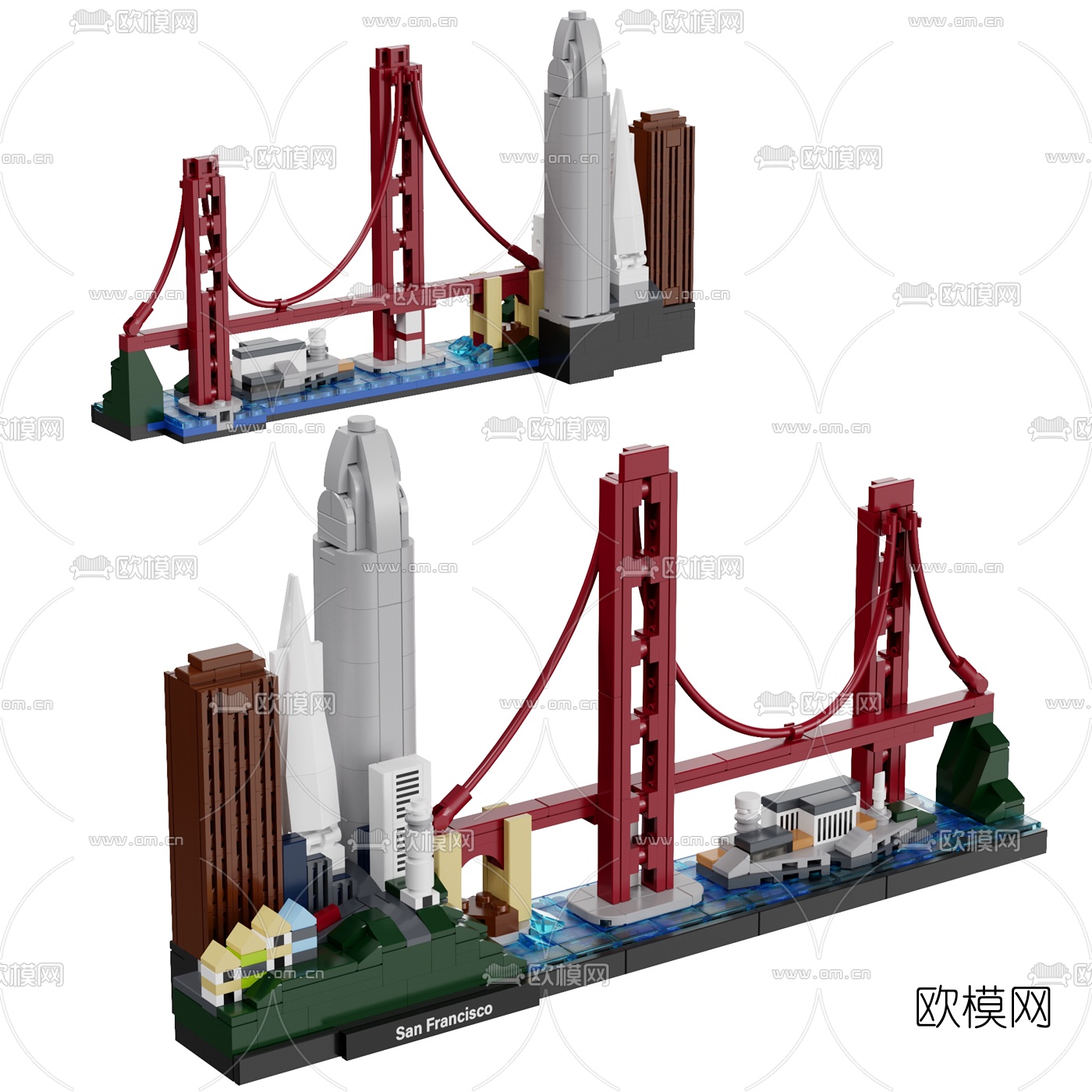 现代旧金山大桥玩具3d模型下载