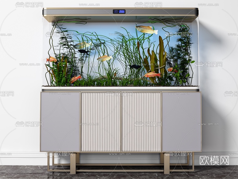 现代鱼缸水族箱3d模型下载