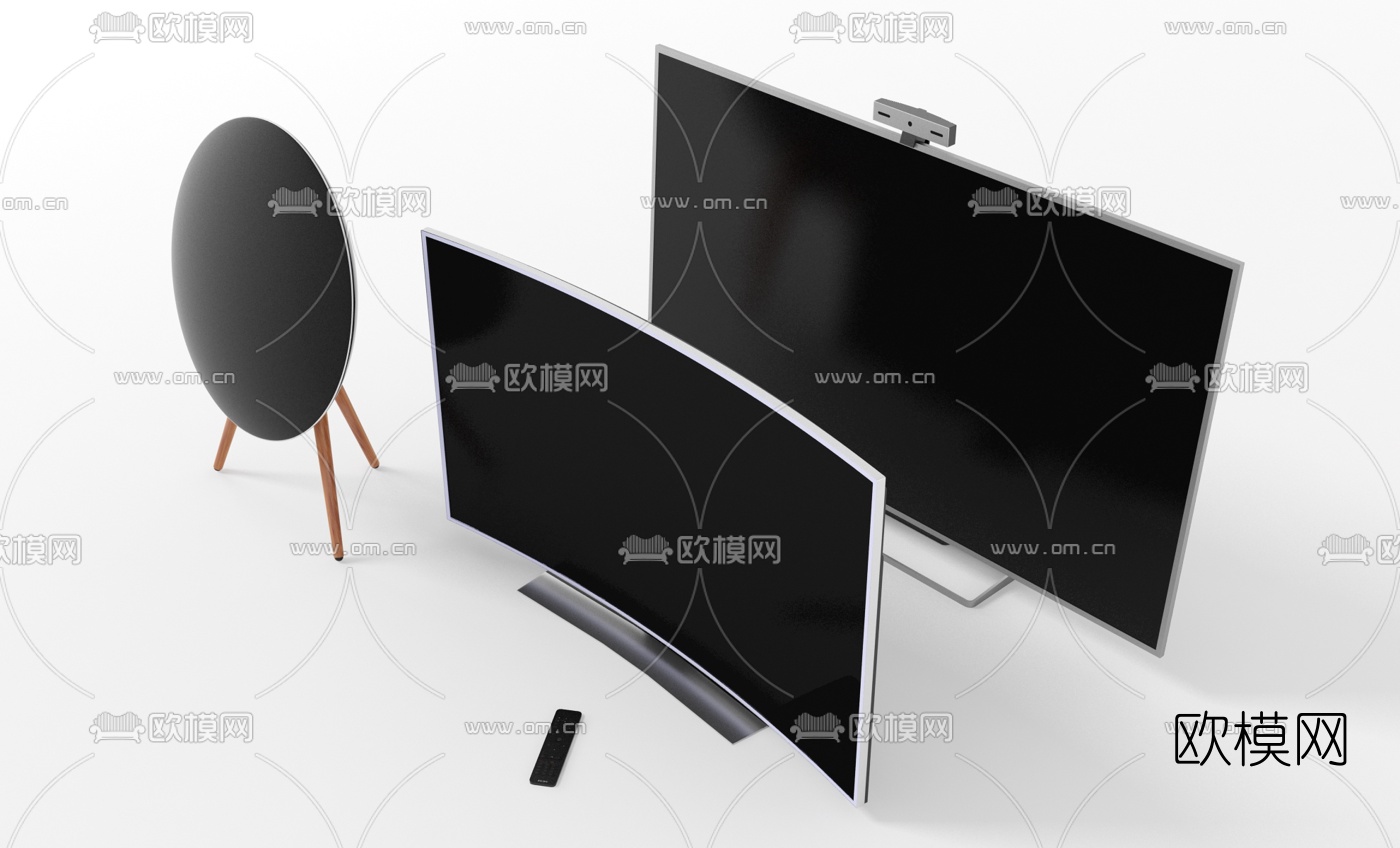 现代液晶电视音响3d模型下载（渲染图2）
