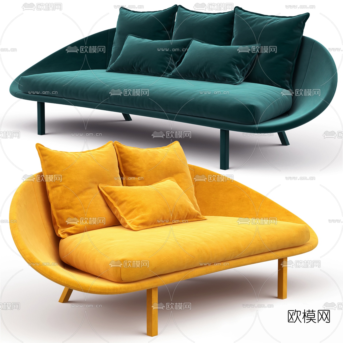 现代布艺双人沙发3d模型