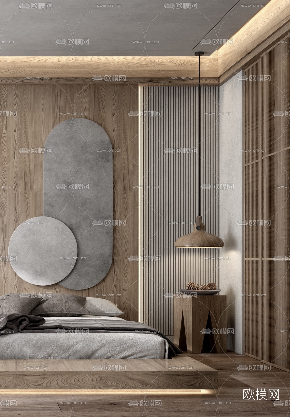 日式榻榻米卧室3d模型下载（渲染图3）