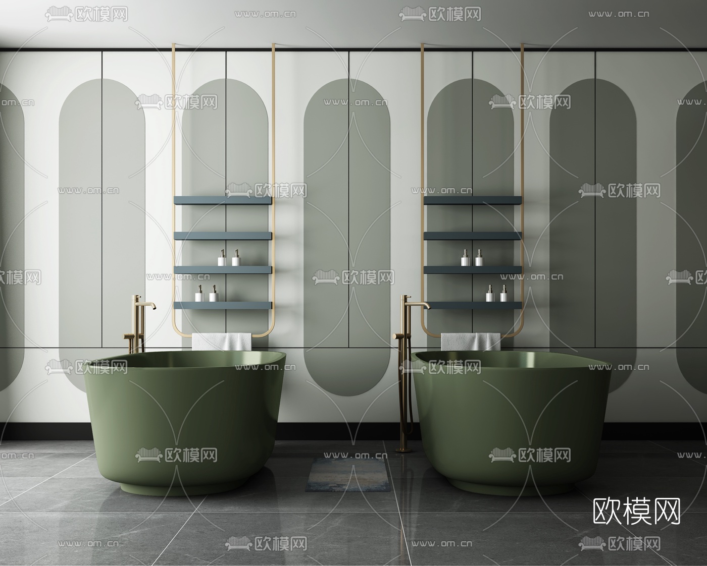 现代浴室浴缸3d模型下载（渲染图1）