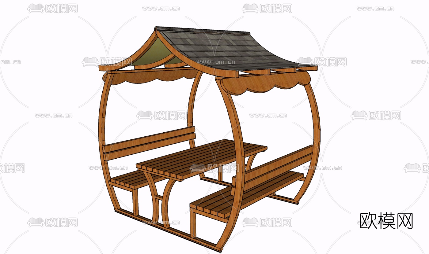 新中式凉亭免费su模型下载
