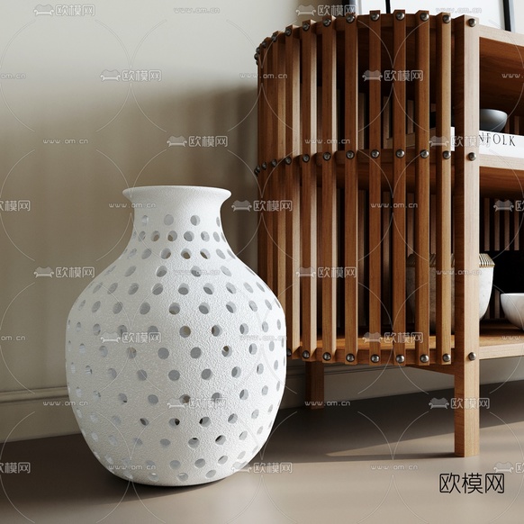 自然风原木餐边柜3d模型下载(渲染图7)