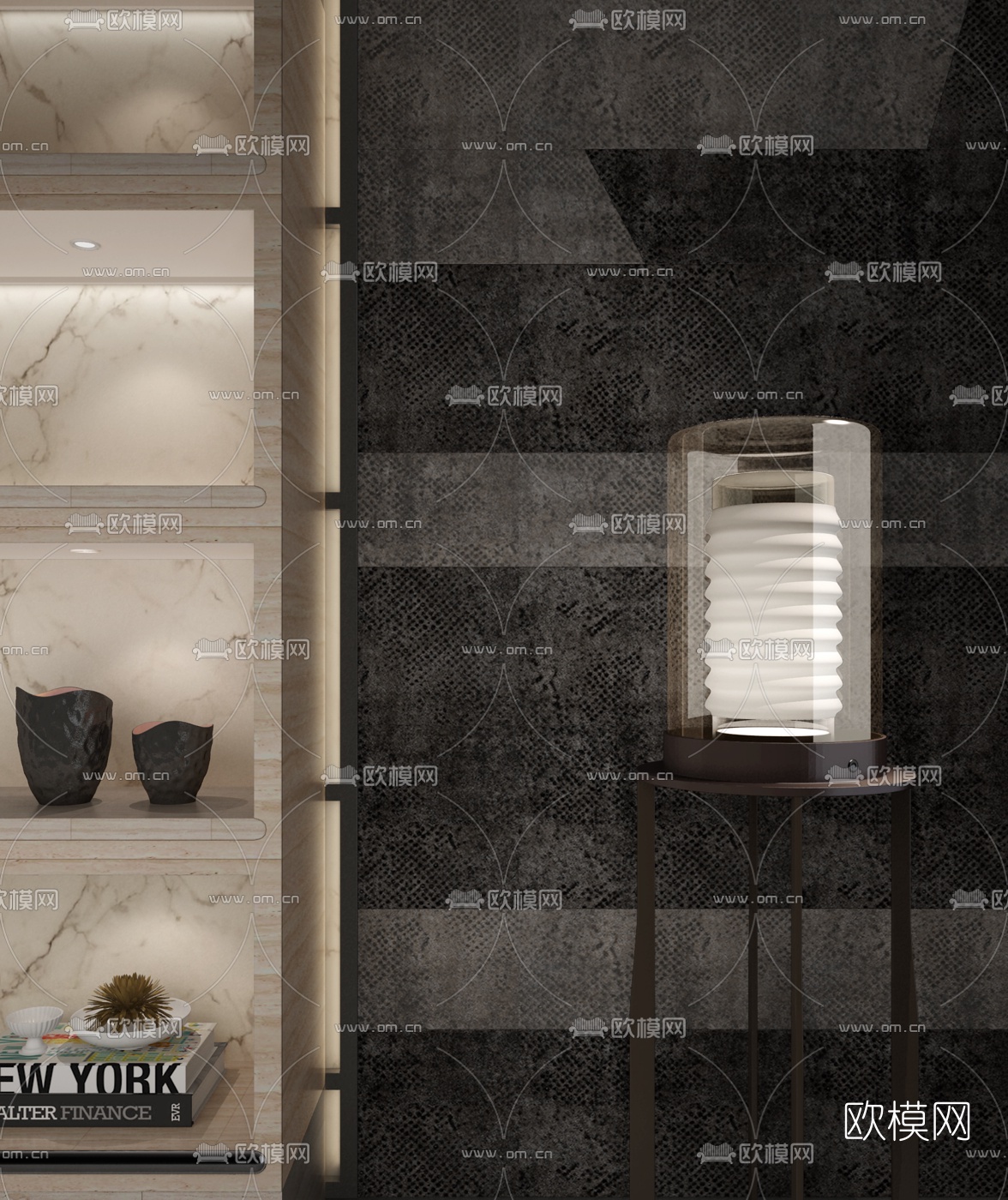 卢志荣设计 现代灯罩落地灯3d模型下载（渲染图1）