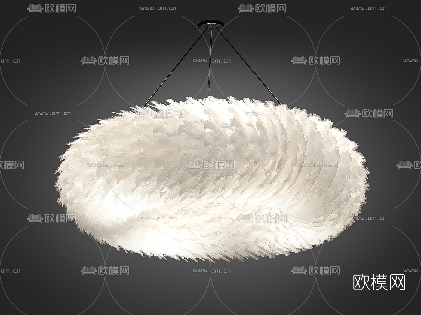 现代羽毛装饰吊灯3d模型