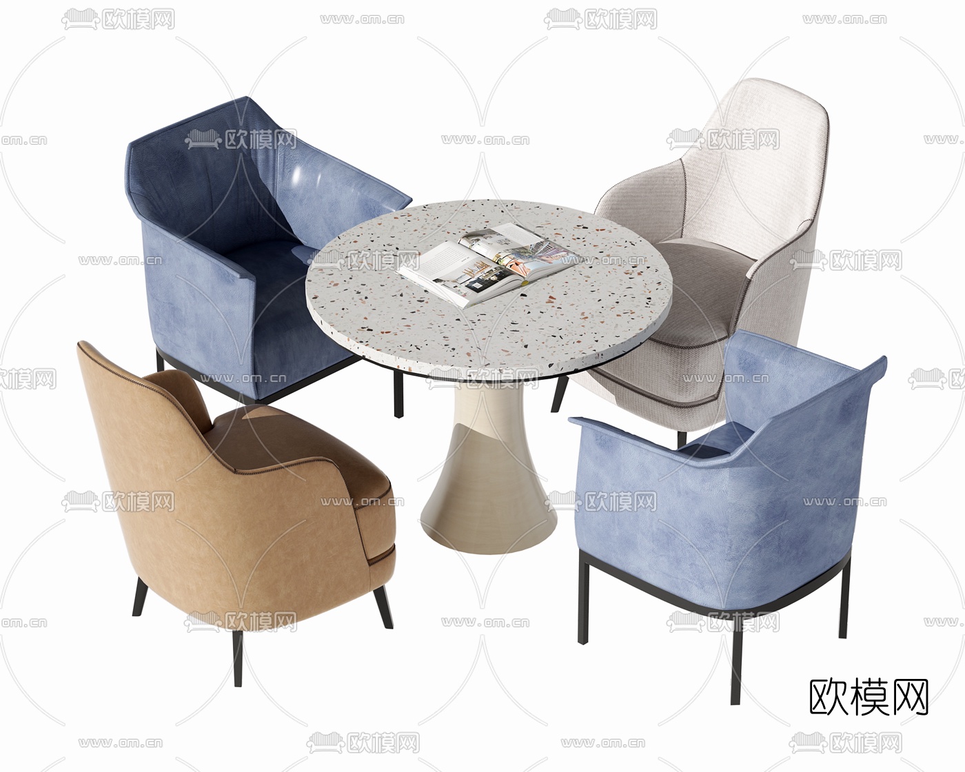 现代休闲桌椅3d模型下载