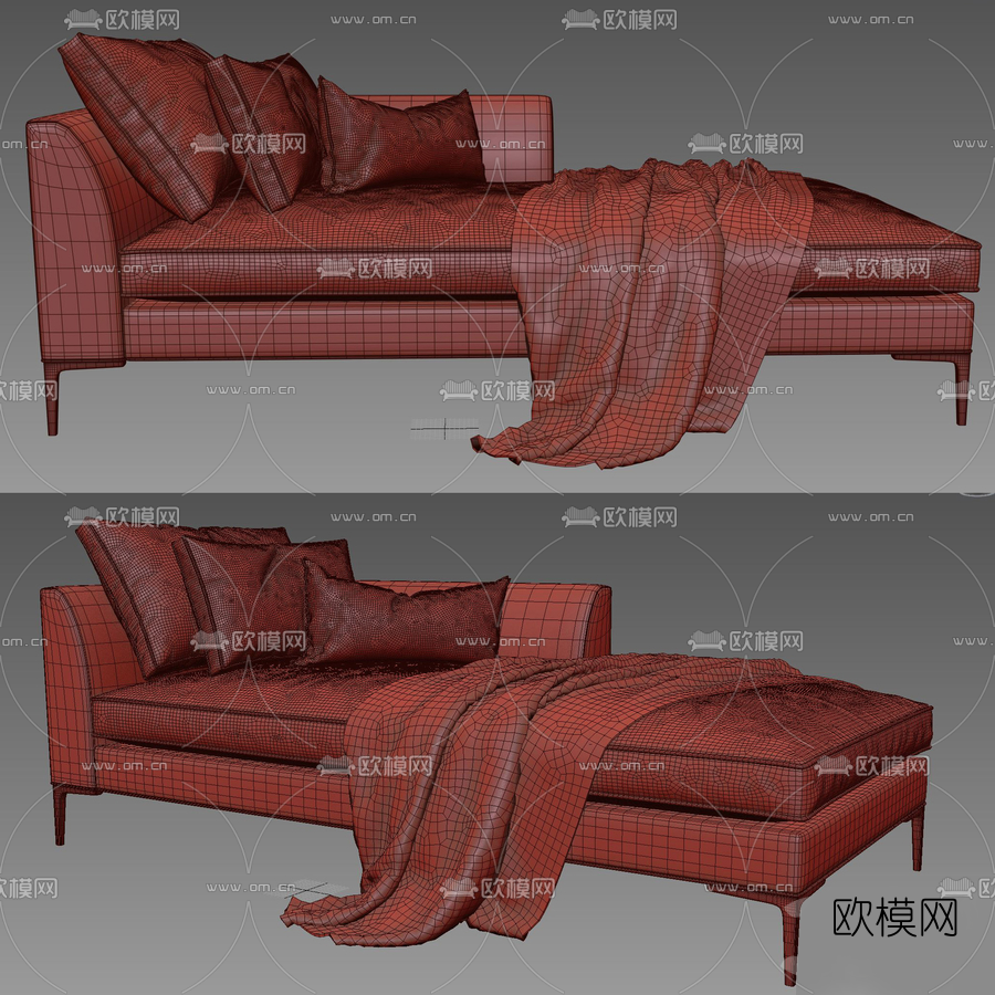 现代布艺贵妃椅3d模型下载（渲染图3）