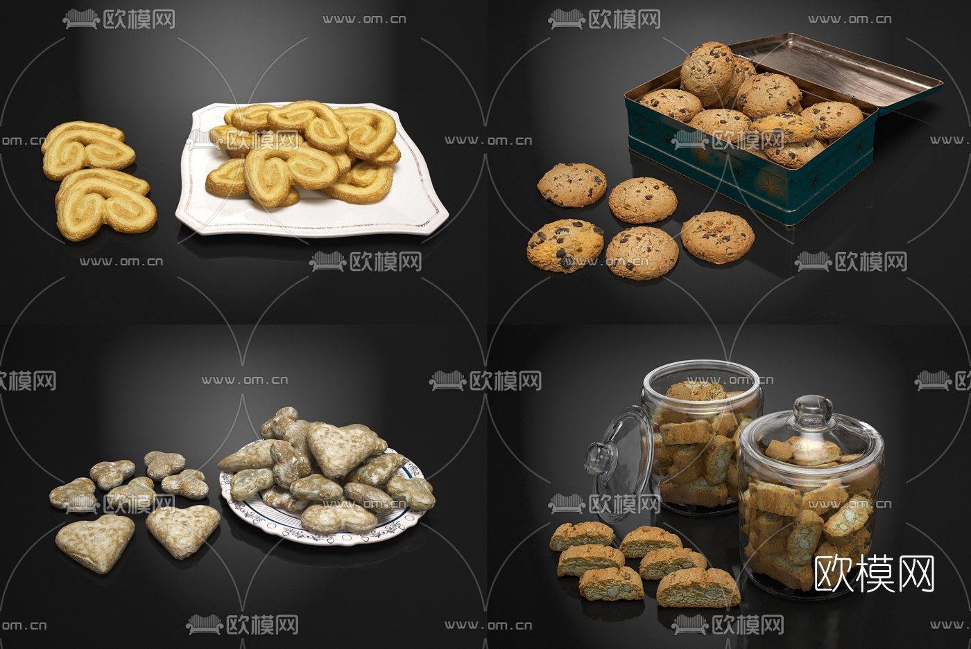 现代曲奇饼干食品3d模型