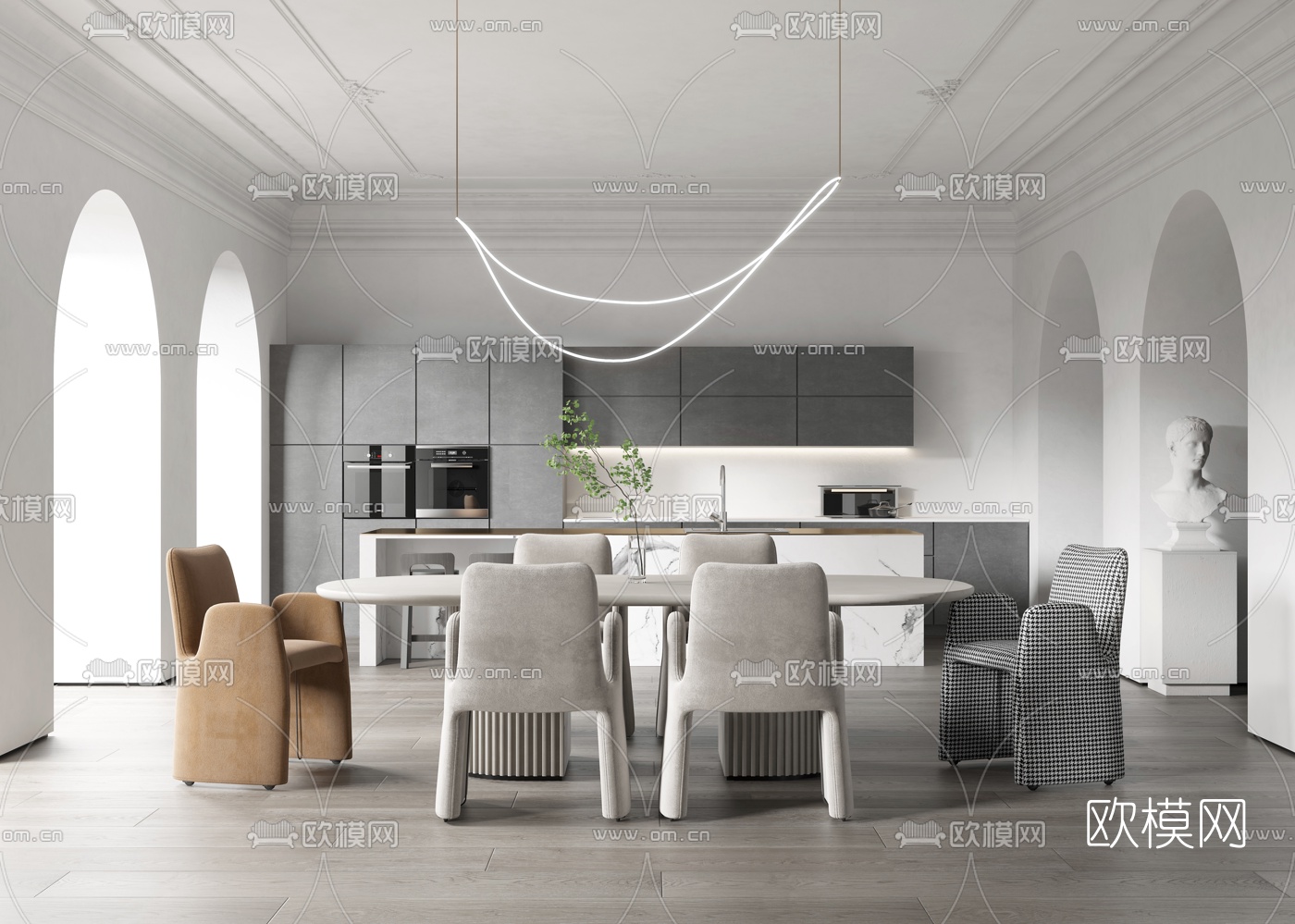 简欧简约厨房餐厅3d模型