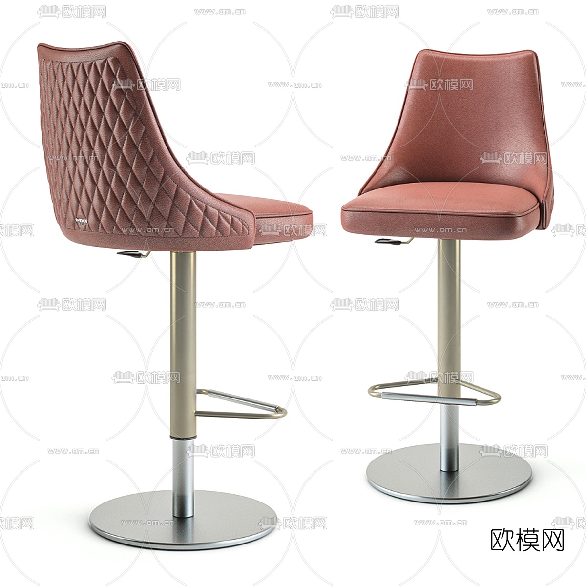 现代皮革吧台椅3d模型