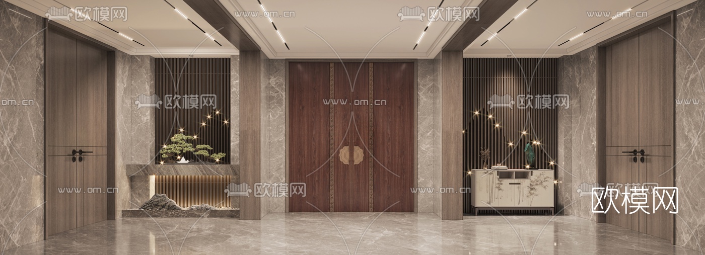 新中式门厅过道3d模型