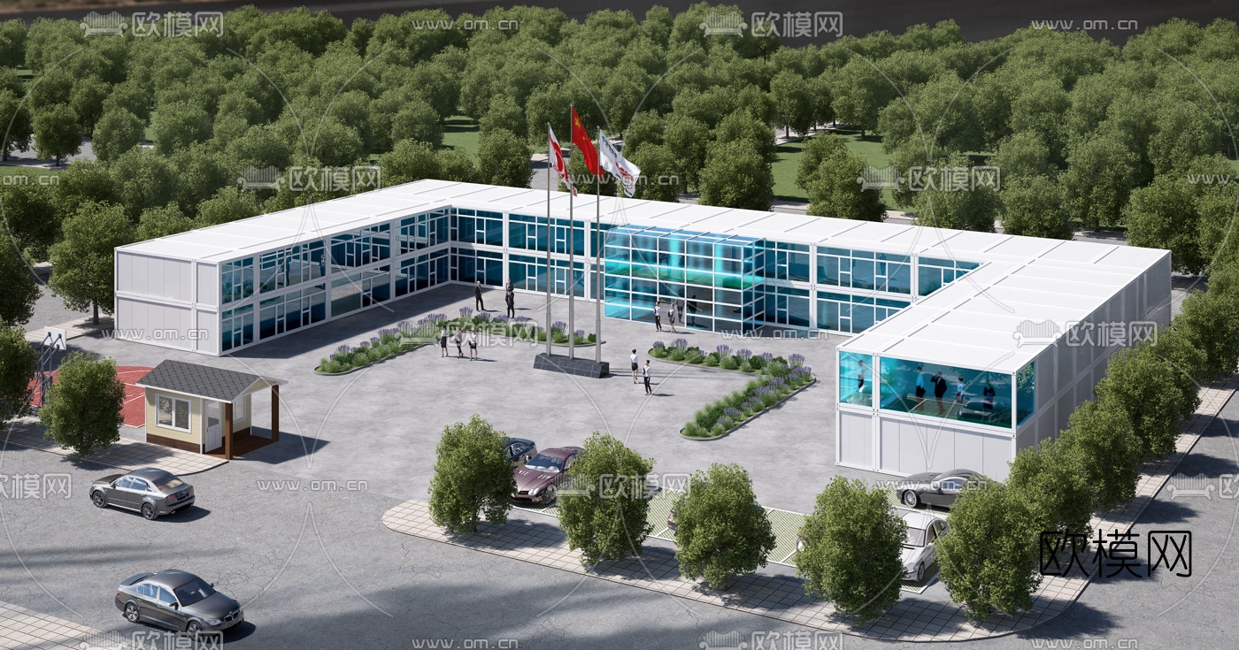 现代办公楼外观3d模型