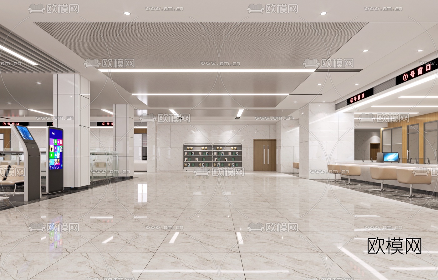 现代行政服务中心大厅3d模型下载（渲染图2）