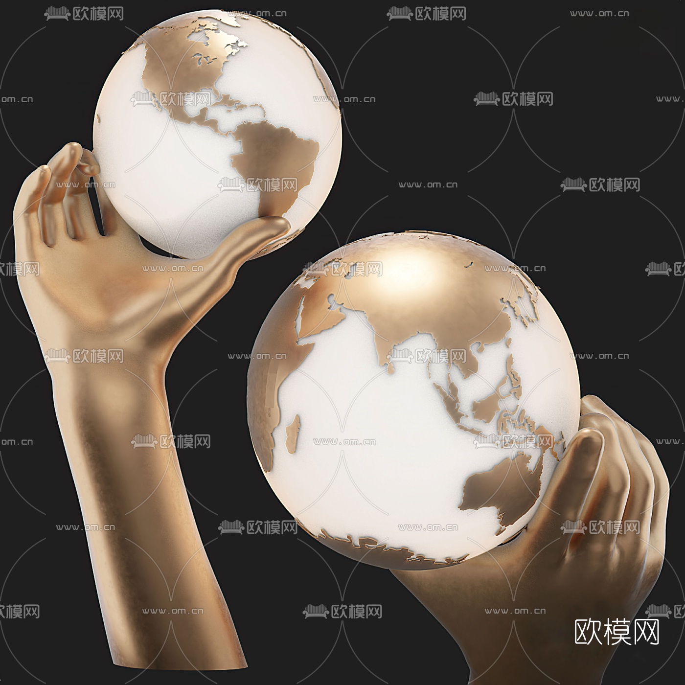 现代创意台灯摆件3d模型下载（渲染图3）