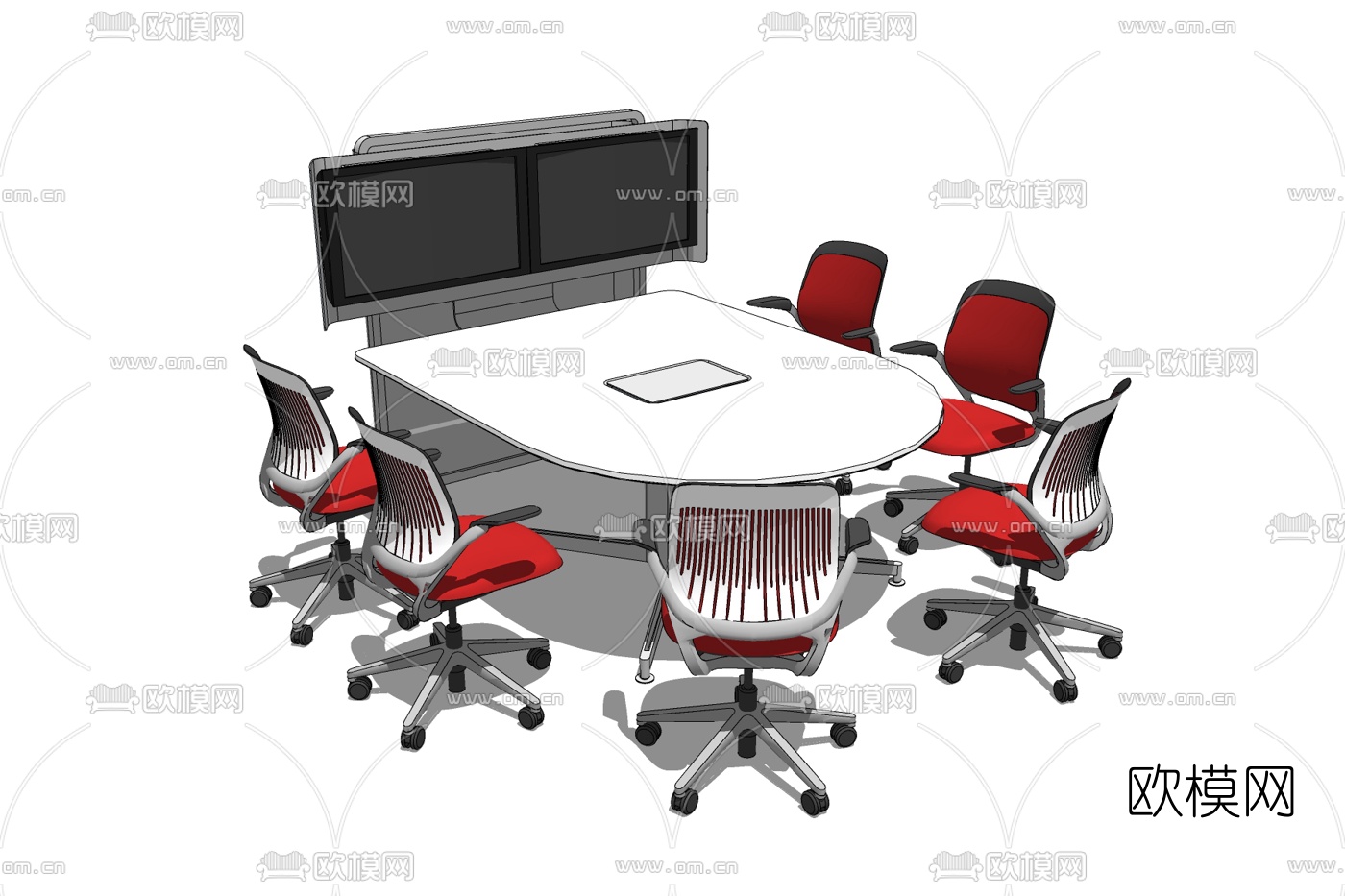 现代会议桌椅免费su模型下载
