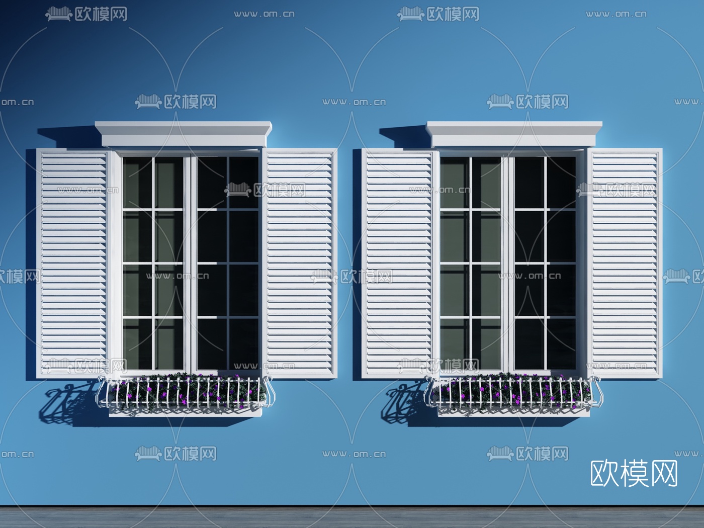 地中海白色窗户3d模型下载