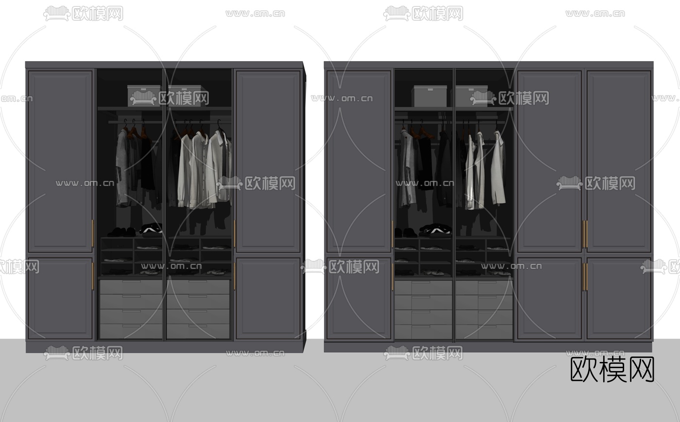 现代轻奢衣柜su模型下载