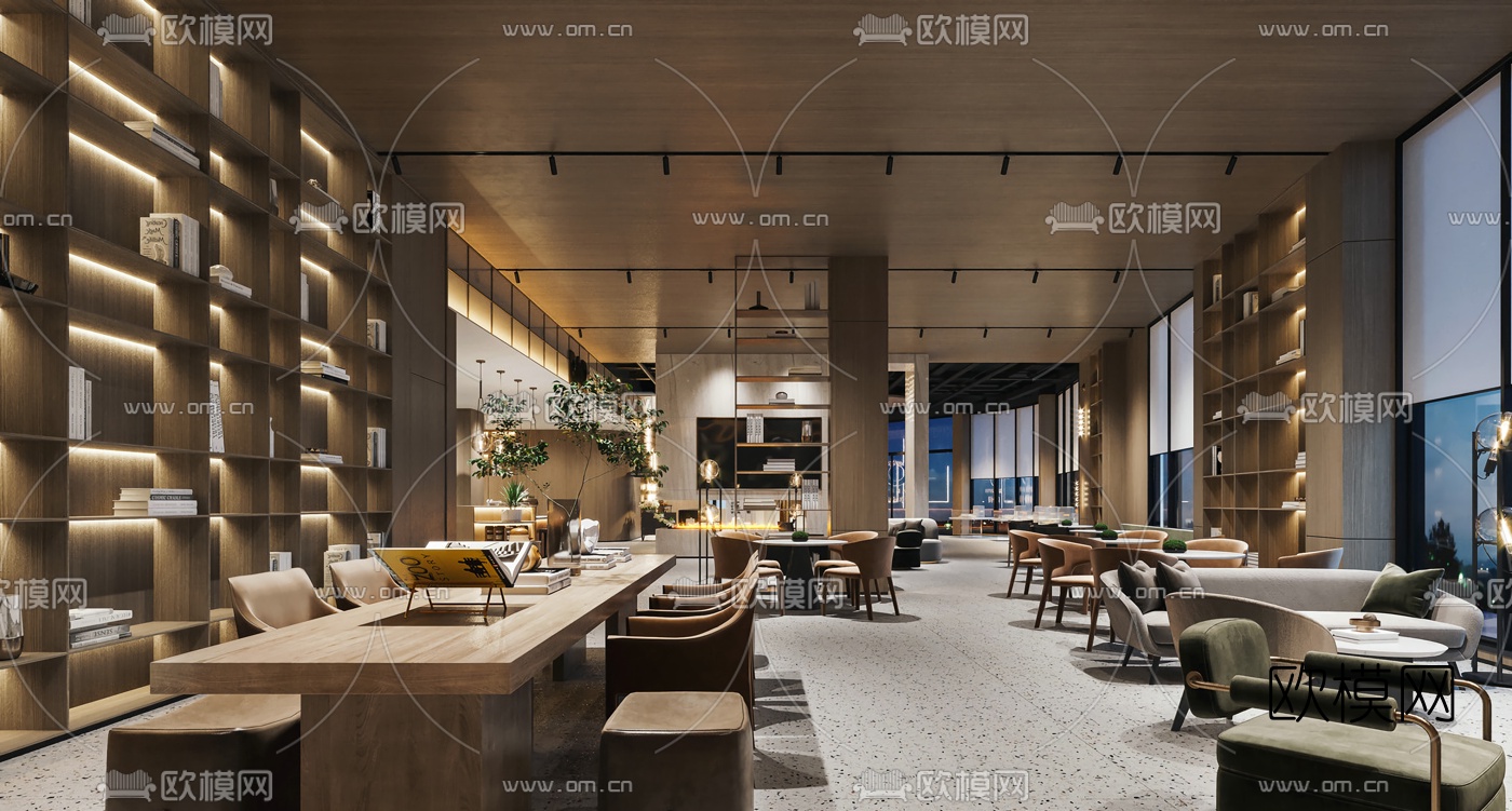 现代酒店大堂吧3d模型
