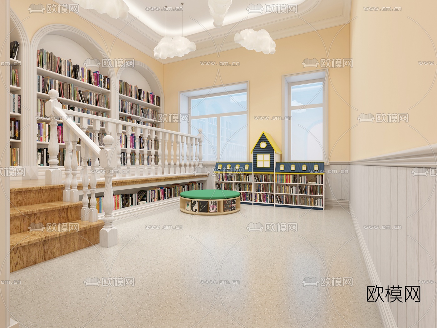 北欧幼儿园手工室图书室3d模型下载（渲染图5）