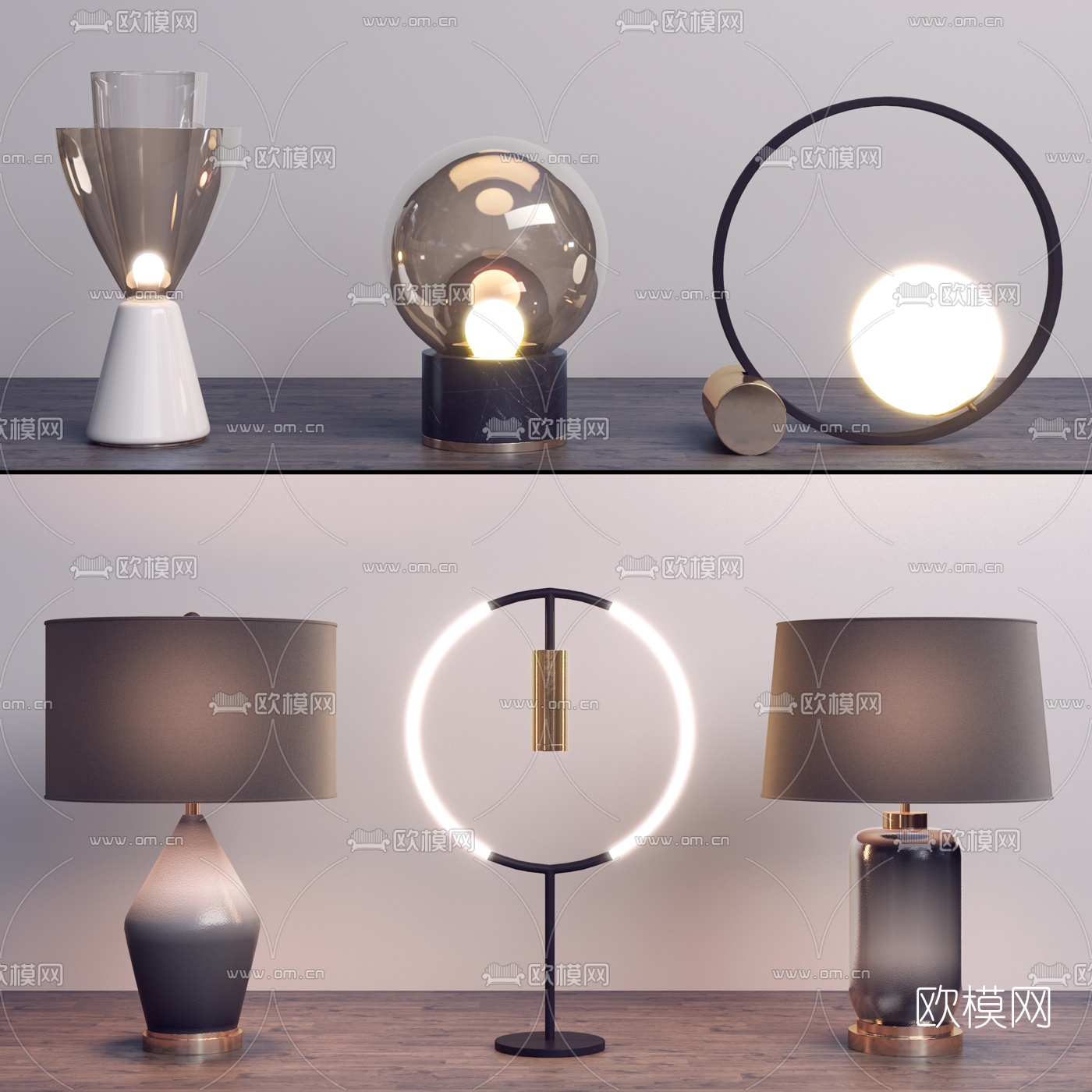 后现代玻璃台灯3d模型下载