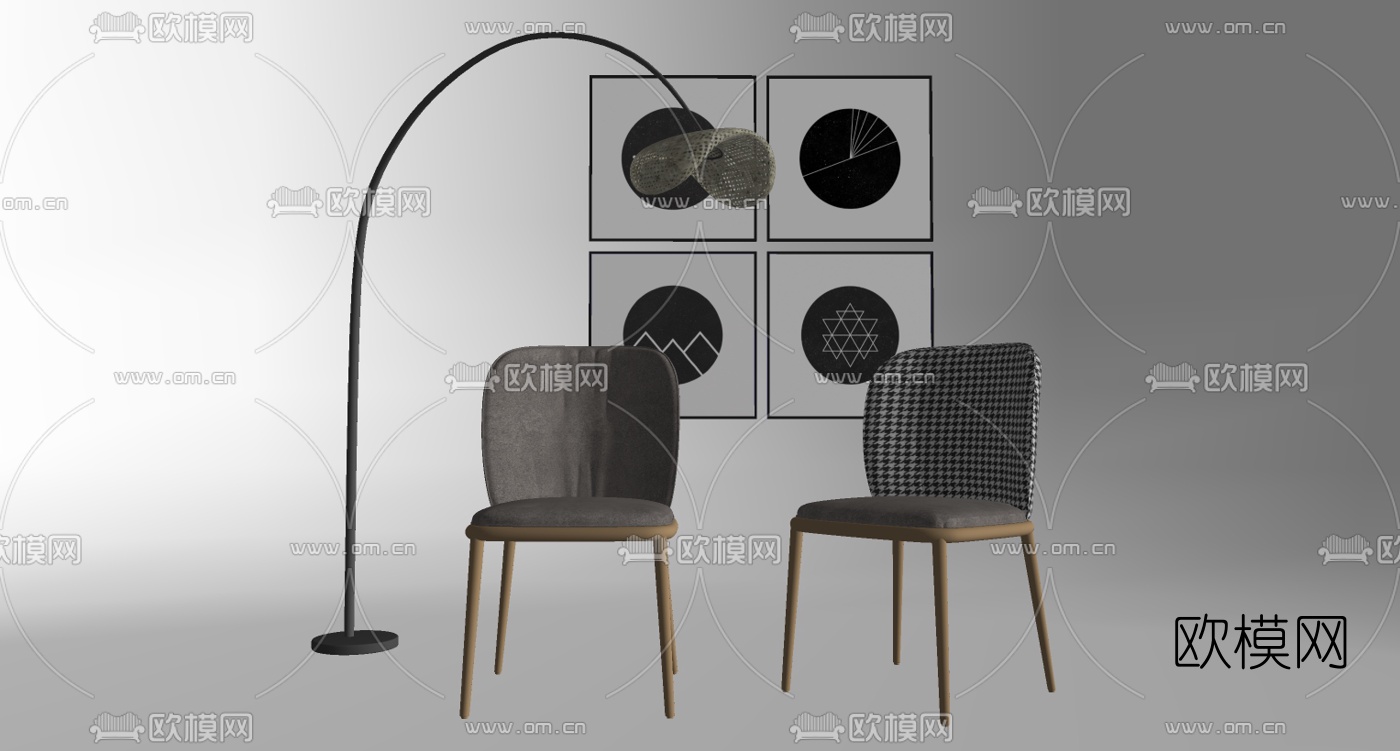 现代布艺休闲椅su模型下载（渲染图2）