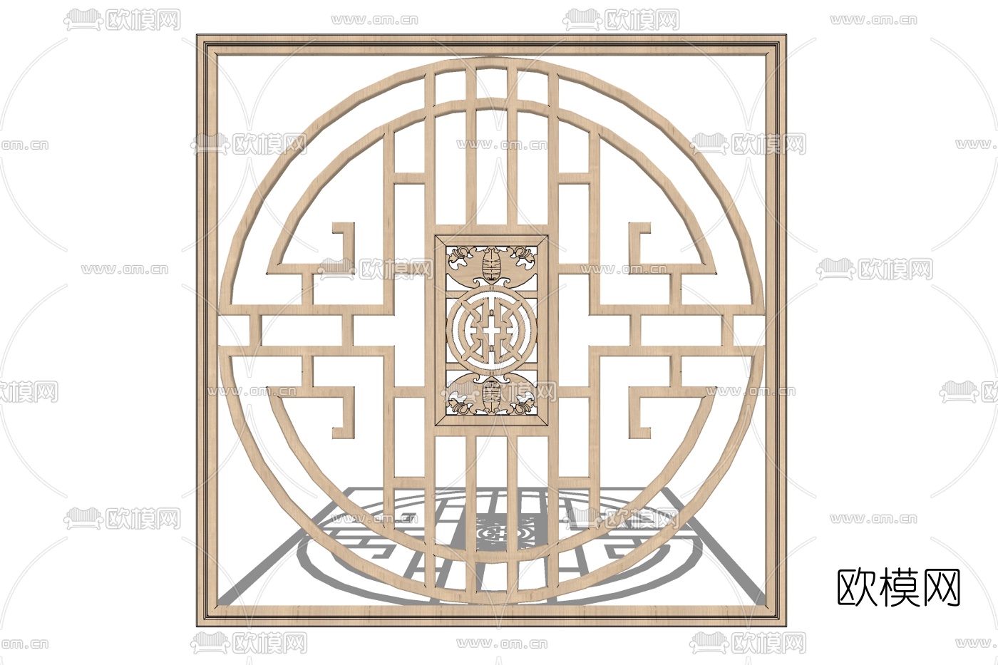 新中式实木隔断免费su模型下载