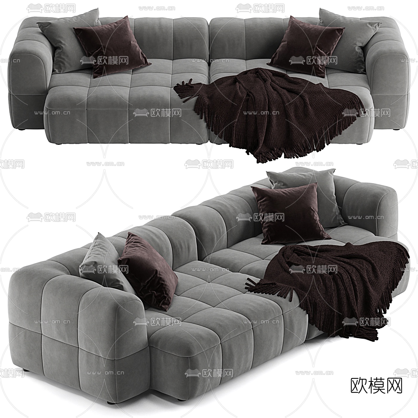 Arflex绒布双人沙发3d模型