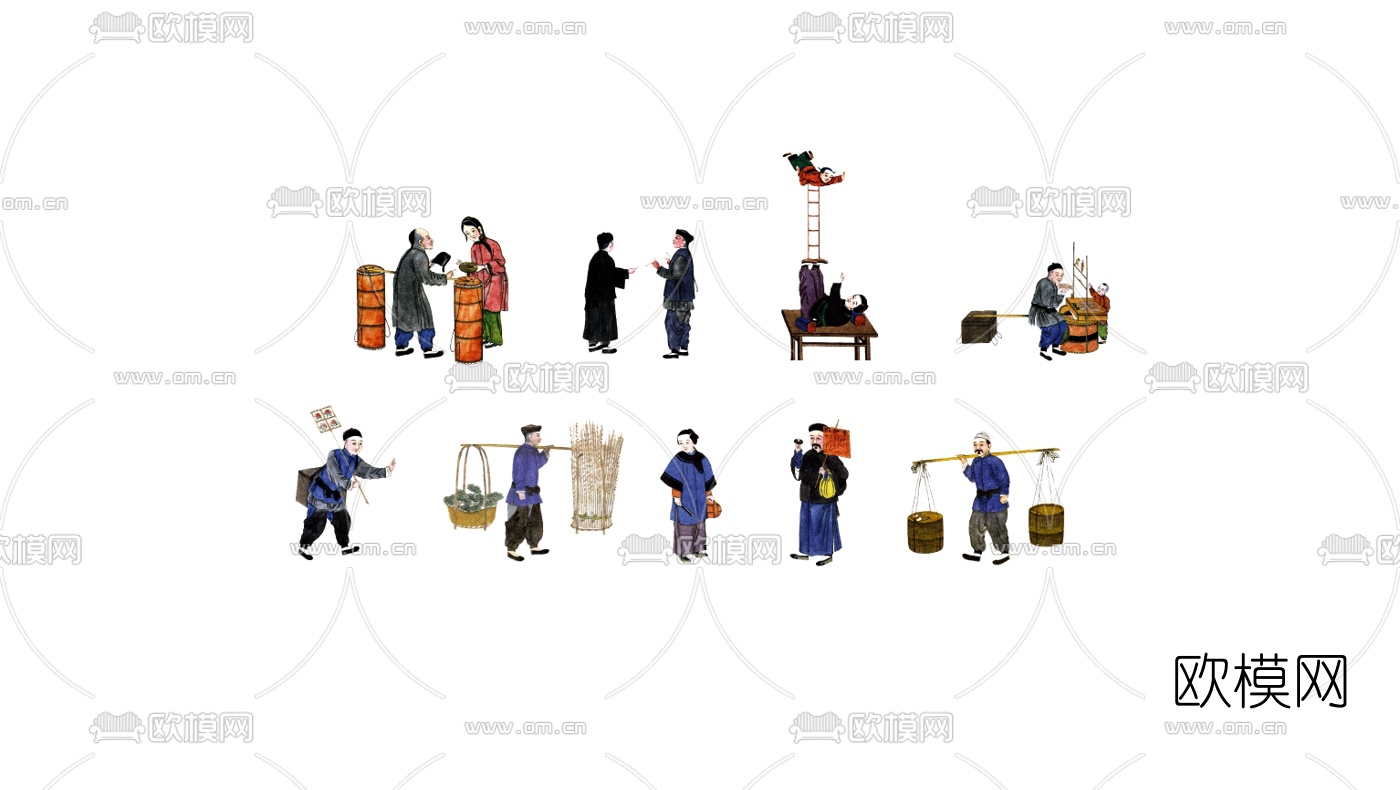 中式古代人物su模型下载